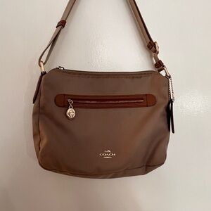 Coach Taupe Crossbody Bag with Leather Trim